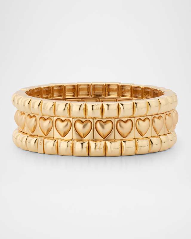 The Puffy Heart Stud Bracelet Trio